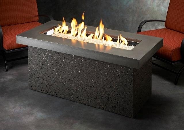 Upscale, modern design Key Largo Gas Fire Pit Table by The Outdoor GreatRoom Company for your patio theme or backyard design